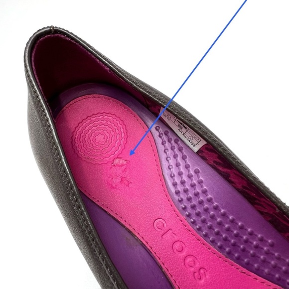 Crocs Walnut Brown Wedge Heel Size 9 Platform Pump Leather Closed Round Toe - Picture 8 of 13